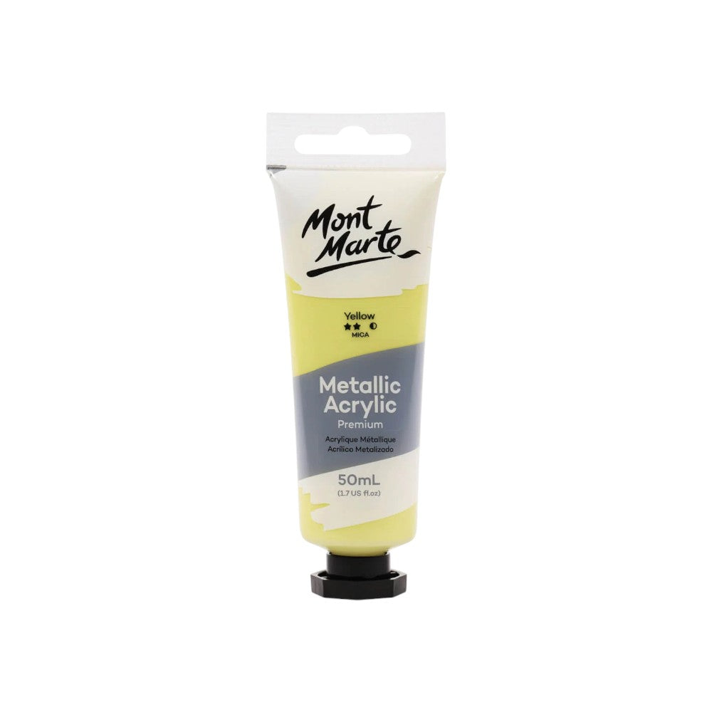 Mont Marte Metallic Acrylic Paint Premium 50ml Tube - Yellow